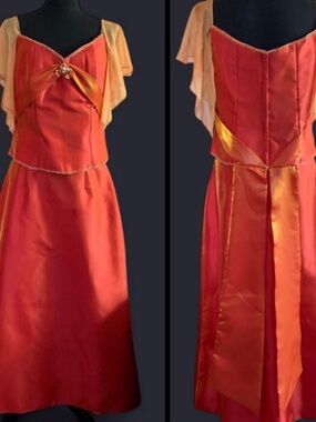 Vintage Custom made Orange and yellow 2 piece evening gown